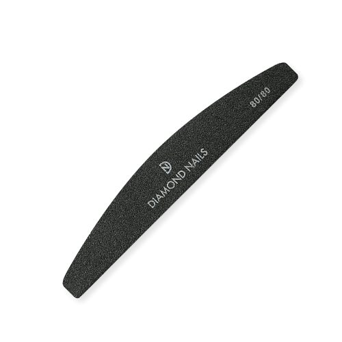 Lima curva negra 80/80 ideal para desbaste intensivo y reducción rápida del grosor en uñas artificiales resistentes