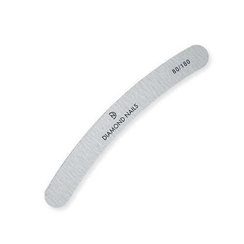 Lima banana gris grano 80/180 para desbaste inicial y acabado suave en uñas de gel y acrílico con forma ergonómica