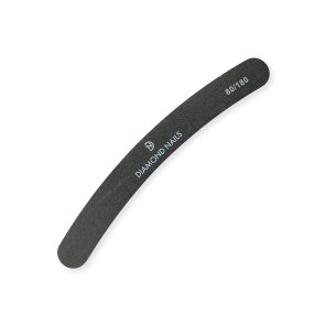 Lima banana negra grano 80/180 para desbaste inicial y acabado suave en uñas de gel y acrílico con forma ergonómica