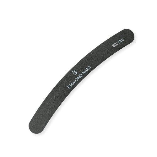 Lima banana negra grano 80/180 para desbaste inicial y acabado suave en uñas de gel y acrílico con forma ergonómica