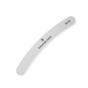 Lima curva tipo banana blanca 80/80 ideal para trabajos intensivos de limado y reducción de grosor en uñas artificiales