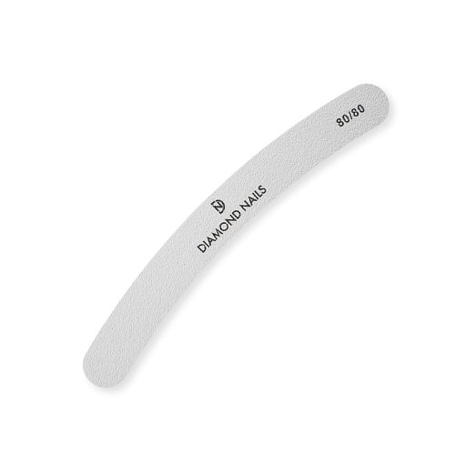 Lima curva tipo banana blanca 80/80 ideal para trabajos intensivos de limado y reducción de grosor en uñas artificiales
