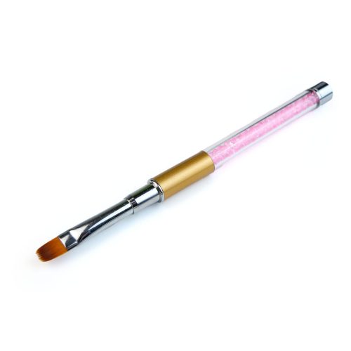 Pincel constructor rosa con cristales tamaño 6 para aplicación profesional de gel