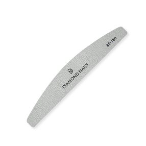 Lima media luna gris grano 80/180 para desbaste inicial y acabado suave en uñas de gel y acrílico con precisión