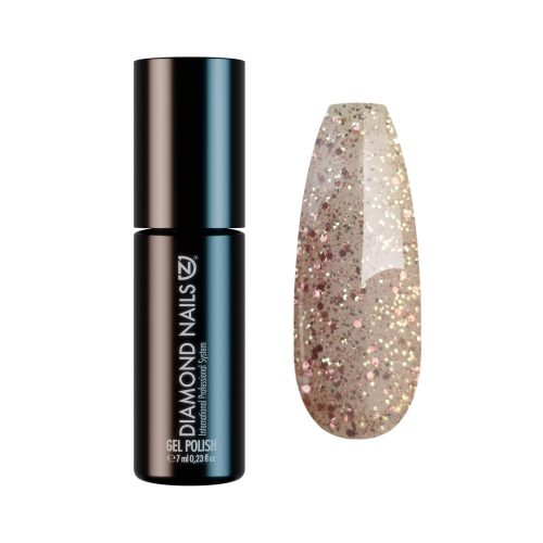 Diamond Nails Gel Esmalte Semipermanente – Rosa Dorado con Purpurina – DN227 – 7ml – HEMA Free