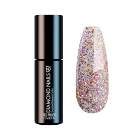 Diamond Nails Gel Esmalte Semipermanente – Rosa con Purpurina Iridiscente Multicolor – DN228 – 7ml – HEMA Free