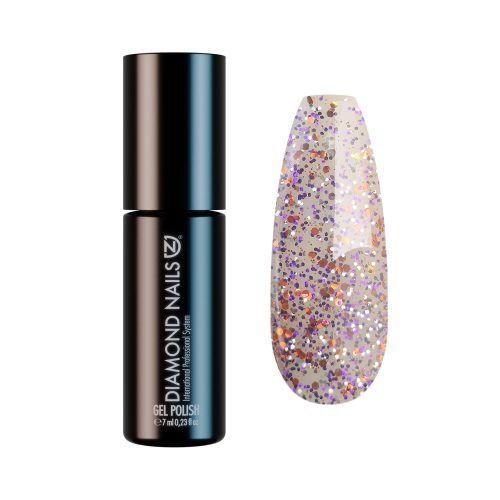 Diamond Nails Gel Esmalte - DN228 - Sparkling Unicorn 7ml Rosa Transparente con Glitter Multicolor Iridiscente