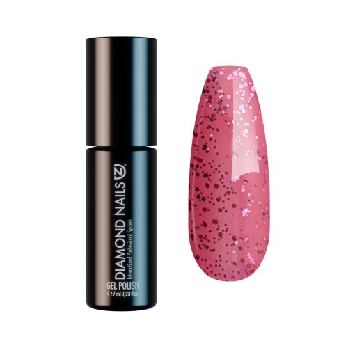 Diamond Nails Gel Esmalte Semipermanente – Rosa Neón con Purpurina Grande – DN225 – 7ml – HEMA Free