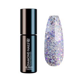 Diamond Nails Gel Esmalte Semipermanente – Azul con Purpurina Lila y Negra con Reflejos Cobrizos – DN229 – 7ml – HEMA Free