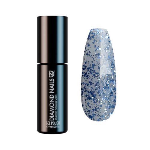 Diamond Nails Gel Esmalte Semipermanente – Azul Denim con Purpurina Plateada y Azul – DN231 – 7ml – HEMA Free