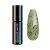 Gel esmalte semipermanente verde con purpurina dorada para uñas brillantes y elegantes