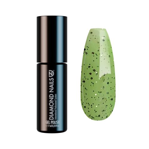 Diamond Nails Gel Esmalte Semipermanente – Verde Vivo con Purpurina Dorada – DN233 – 7ml – HEMA Free
