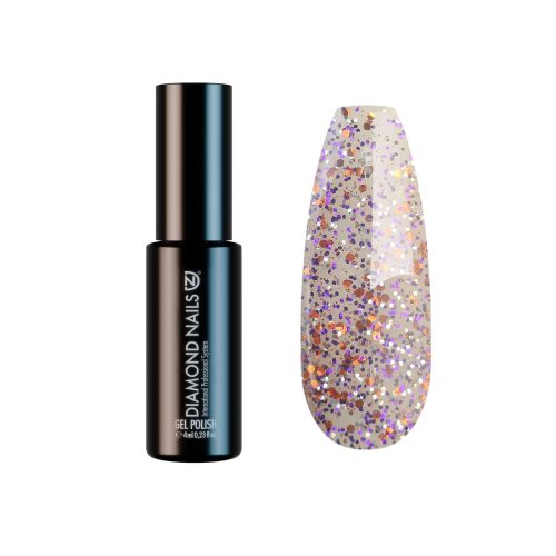 Diamond Nails Gel Esmalte Semipermanente – Rosa con Purpurina Iridiscente Multicolor – DN228 – 4ml – HEMA Free