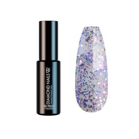 Diamond Nails Gel Esmalte Semipermanente – Azul con Purpurina Lila y Negra con Reflejos Cobrizos – DN229 – 4ml – HEMA Free