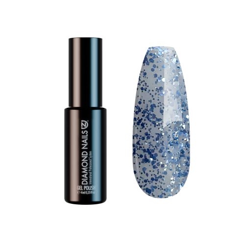 Diamond Nails Gel Esmalte Semipermanente – Azul Denim con Purpurina Plateada y Azul – DN231 – 4ml – HEMA Free