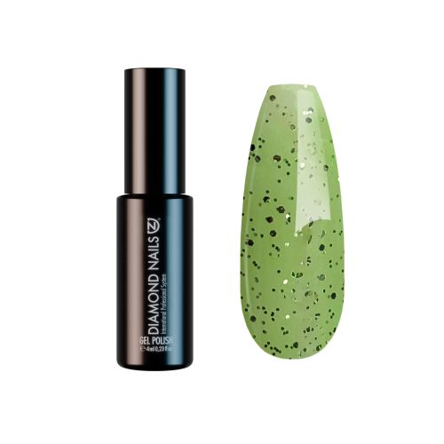Diamond Nails Gel Esmalte Semipermanente – Verde Vivo con Purpurina Dorada – DN233 – 4ml – HEMA Free