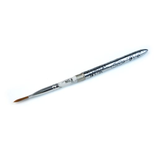 Diamond Nails Pincel Constructor con Tapa Metálica Floral #8 (Plata)