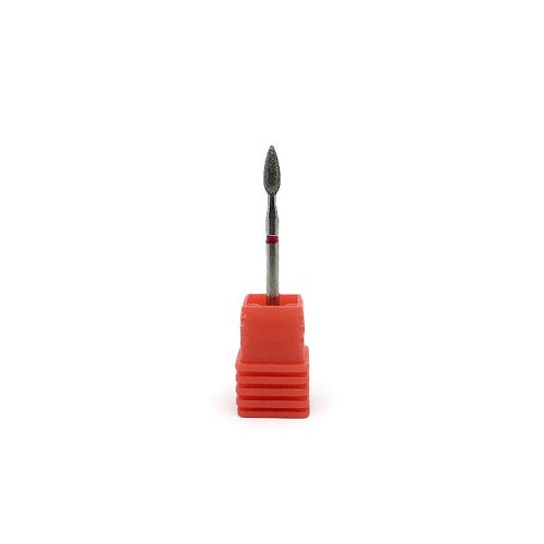 Diamond Nails Fresa para Torno de Uñas – Manicura Rusa, Small Flame, Diamante – Plata (Grano Medio)