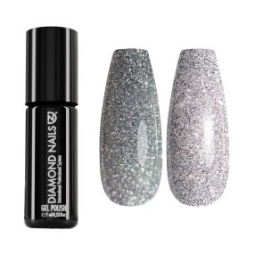 Gel esmalte reflectante MAGIC02 plata intensa con efecto flash brillante para uñas modernas y elegantes