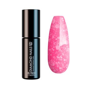 Gel esmalte semipermanente rosa fiesta con partículas brillantes para uñas glamorosas