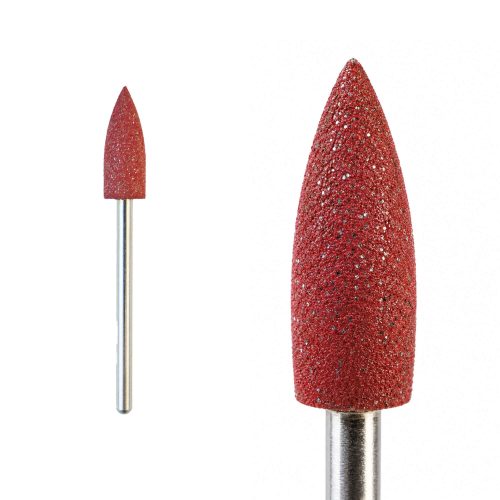 Pulidor de silicona con punta cónica rosa para torno de uñas, diseñado para alisar y dar brillo a la superficie de la uña natural o artificial sin causar daños