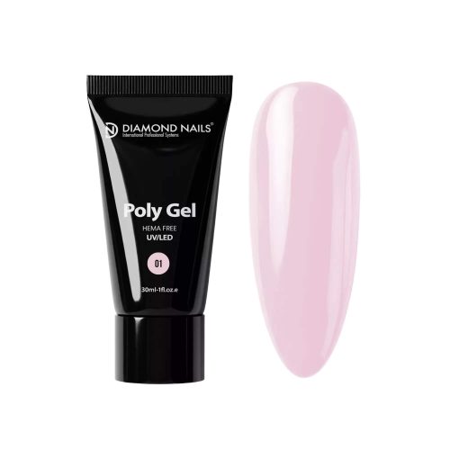 Diamond Nails PolyGel Profesional 01 - Rosa Lechoso - 30ml - Sin HEMA