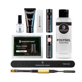 Diamond Nails kit polygel con tips reverso y base para construcción completa - Sin lámpara
