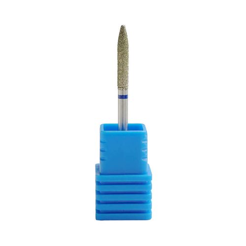 Fresa de diamante en forma de cono fino para torno de uñas, ideal para trabajar con máxima precisión en la zona de la cutícula y contornos delicados sin dañar la uña natural