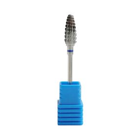 Fresa de carburo tipo kugli color plata para torno de uñas, diseñada para la eliminación rápida de gel y acrílico, ofreciendo alto rendimiento y precisión en trabajos profesionales