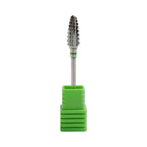 Fresa de carburo tipo kugli color plata para torno de uñas, diseñada para la remoción intensiva y rápida de gel y acrílico, optimizando el tiempo de trabajo profesional