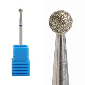 Fresa de diamante en forma de bola color plata para torno de uñas, diseñada para la limpieza precisa de la cutícula y la eliminación de piel muerta sin dañar la uña natural