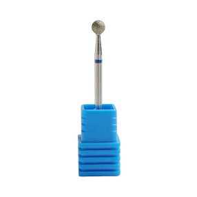 Fresa de diamante en forma de bola color plata para torno de uñas, diseñada para la limpieza precisa de la cutícula y la eliminación eficaz de piel muerta sin dañar la uña natural