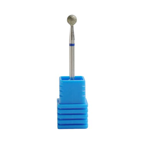 Fresa de diamante en forma de bola color plata para torno de uñas, diseñada para la limpieza precisa de la cutícula y la eliminación eficaz de piel muerta sin dañar la uña natural