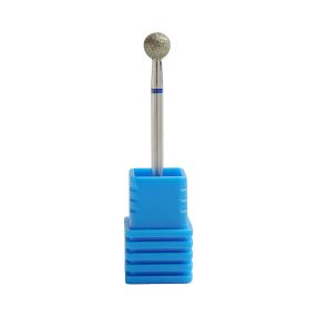 Fresa de diamante en forma de bola color plata para torno de uñas, diseñada para la limpieza profunda de la cutícula y la eliminación eficaz de piel muerta sin dañar la superficie natural