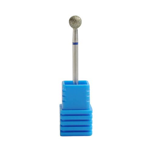 Fresa de diamante en forma de bola color plata para torno de uñas, diseñada para la limpieza profunda de la cutícula y la eliminación eficaz de piel muerta sin dañar la superficie natural