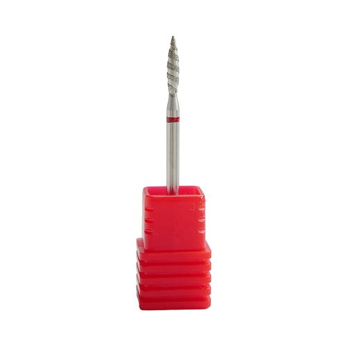 Fresa de diamante tipo tornado para torno de uñas, diseñada para la eliminación rápida y eficaz de gel y acrílico, optimizando el tiempo de trabajo profesional
