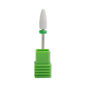 Fresa de cerámica tipo kugli blanca para torno de uñas, diseñada para una remoción suave y uniforme de gel y acrílico sin dañar la uña natural