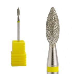 Fresa de diamante en forma de trigo color plata para torno de uñas, diseñada para limpiar la cutícula con alta precisión y eliminar piel muerta sin dañar la uña natural