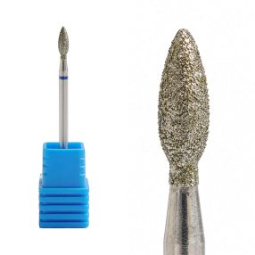Fresa de diamante en forma de trigo color plata para torno de uñas, diseñada para la limpieza profunda de la cutícula y la eliminación eficaz de piel muerta sin dañar la uña natural