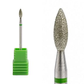Broca de diamante tipo trigo color plata para uñas, ideal para trabajos detallados en contornos y zonas delicadas, garantizando control y seguridad