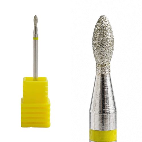 Fresa de diamante en forma de trigo color plata para torno de uñas, diseñada para limpiar la cutícula con precisión profesional y eliminar piel muerta sin dañar la uña natural