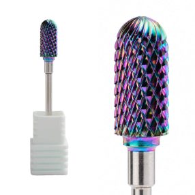 Fresa híbrida de carburo con punta redondeada para torno de uñas, diseñada para la eliminación segura de gel y acrílico sin dañar la uña natural