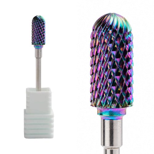 Fresa híbrida de carburo con punta redondeada para torno de uñas, diseñada para la eliminación segura de gel y acrílico sin dañar la uña natural