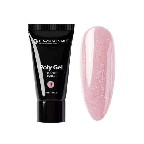 Diamond Nails PolyGel Profesional 15 - Rosa Claro Brillante - 30ml - Sin HEMA
