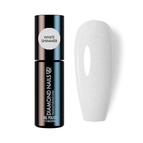 Gel esmalte Rubber Base White Shimmer 7ml color blanco brillante para uñas elegantes