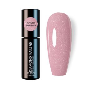 Gel esmalte Rubber Base Cover Shimmer 7ml color rosa con efecto brillante para uñas elegantes