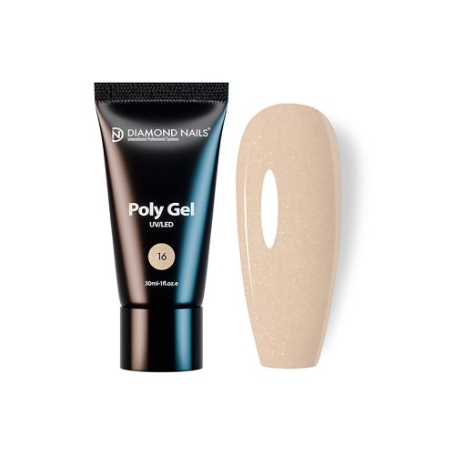 Diamond Nails PolyGel 16 - Sandy Glow - 30 ml - Arena Dorada Brillante - – Sin HEMA ni TPO