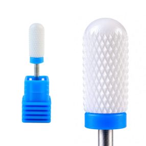 Fresa de cerámica estándar blanca para torno de uñas, diseñada para una remoción uniforme y suave de gel y acrílico sin dañar la uña natural