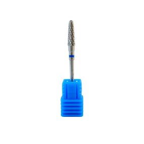 Fresa de carburo en forma de cono pequeño color plata para torno de uñas, diseñada para trabajar con precisión en zonas difíciles y contornos sin dañar la uña natural